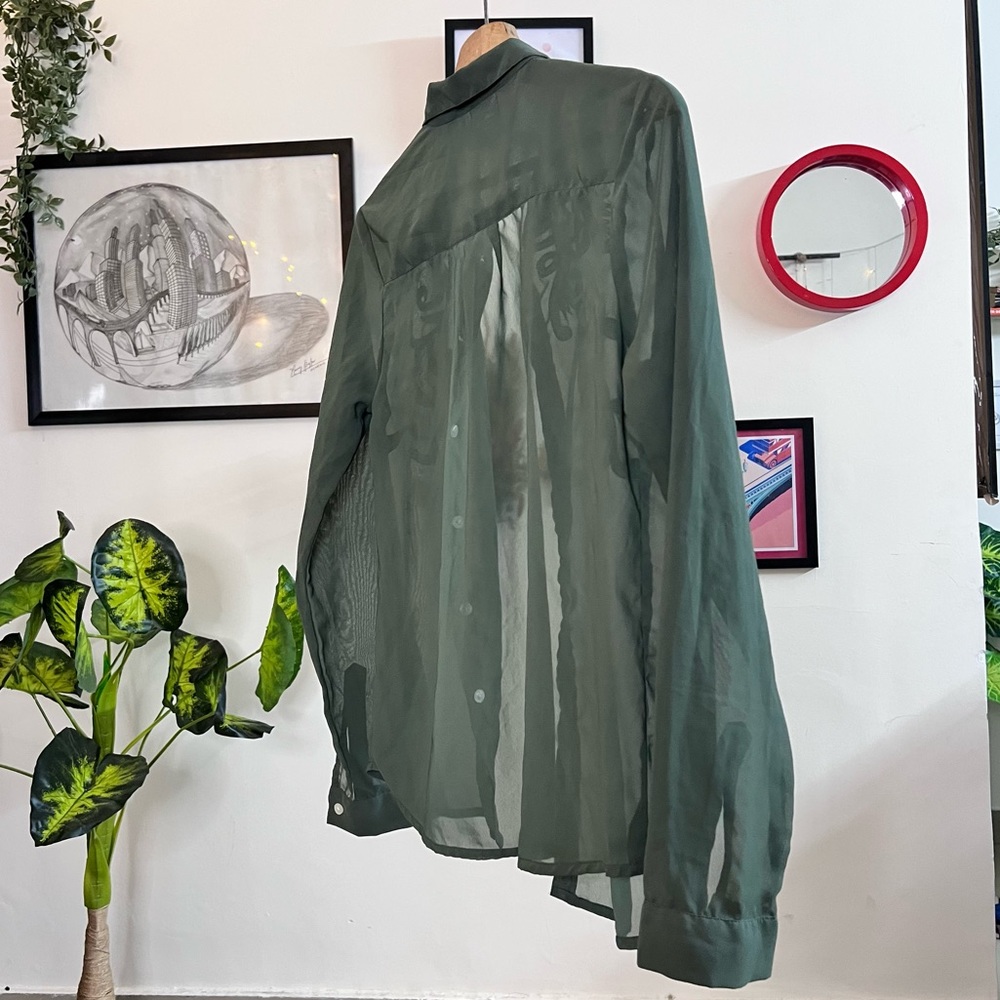 Beautiful embroidery shirt transparent- khaki - Picture 3 of 3
